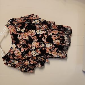 Floral Crepe Crop